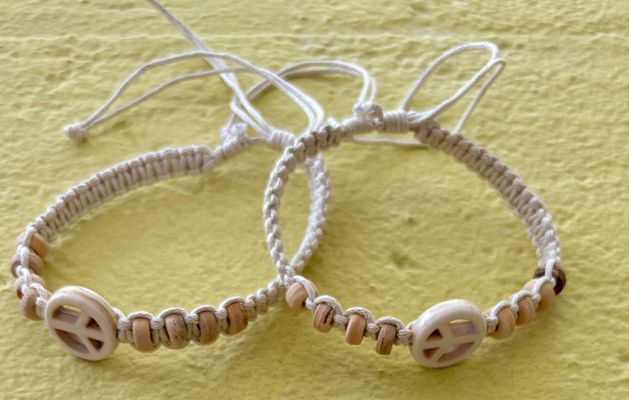 Peace symbol wax cord braided Bohemian bracelets - Soul Sparks