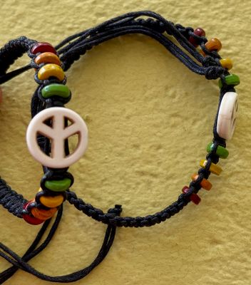 Peace symbol wax cord braided Bohemian bracelets - Soul Sparks